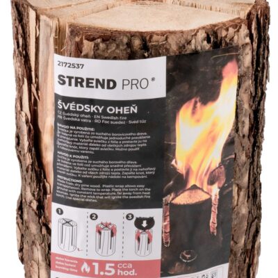 Švédsky oheň Strend Pro WOODSON, prenosné ohnisko, prírodný varič, poleno na varenie, kempovanie, táborák, 1 hod