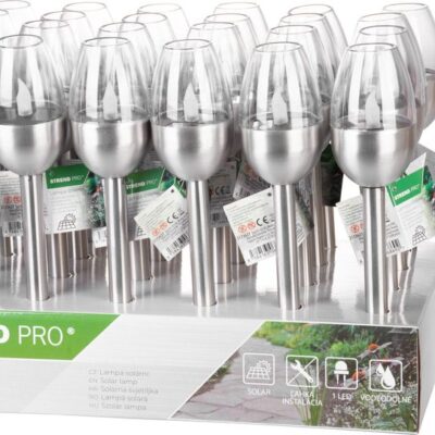 Lampa Strend Pro Candle, solárna, 1x LED, nerez, 6x28 cm, Sellbox 24 ks