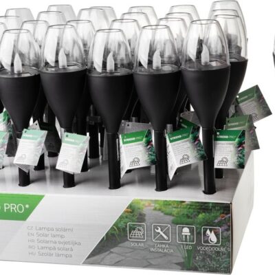 Lampa Strend Pro Garden, plast, efekt plameňa, solárna, 6,5x40 cm, 1x LED, Sellbox 24 ks
