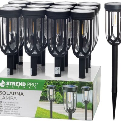 Lampa Strend Pro Garden Elis, solárna, čierna, LED, 7,5x42 cm, Sellbox 12 ks