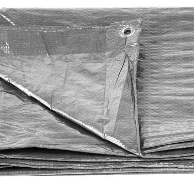 Plachta Tarpaulin Medium 5x8 m, 100 g/m, zakrývacia, SILVER, strieborná, s okami