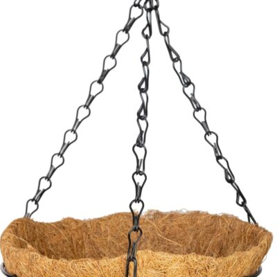 Vešiak Strend Pro, držiak na kvetináč, oceľ/kokos, visiaci, s retiazkou a háčikom, 20 cm