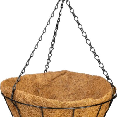 Vešiak Strend Pro, držiak na kvetináč, oceľ/kokos, visiaci, s retiazkou a háčikom, 30 cm