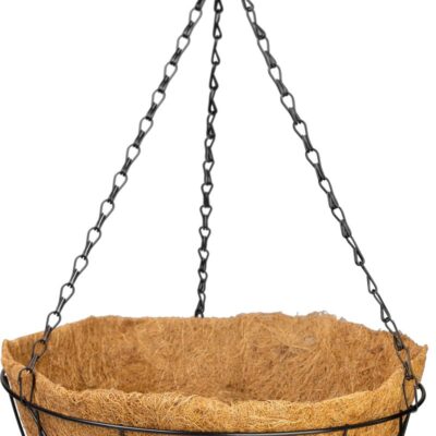 Vešiak Strend Pro, držiak na kvetináč, oceľ/kokos, visiaci, s retiazkou a háčikom, 35 cm