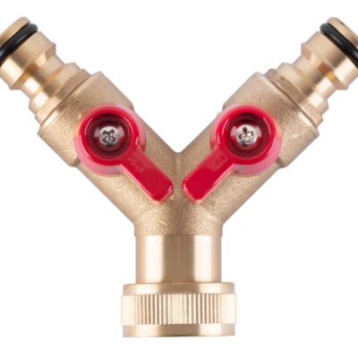 Rozbočovač GF123, 3/4", typ Y, bajonetový, spojka 2-way, s ventilmi, kovový, záhradný, na hadicu