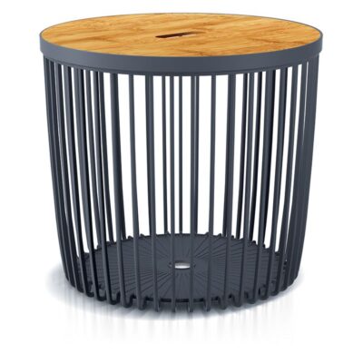 Stolík s vekom Clubo 450x410 mm, 2v1, univerzálny kôš, bambusové veko, 50 lit., antracit