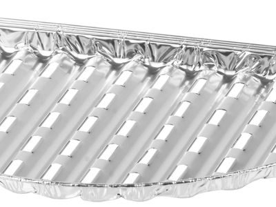 Miska MagicHome 33x19x2.0 cm, 4 ks, polkruhová, perforovaná, ALU