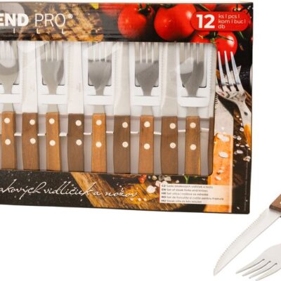 Príbor na steaky Strend Pro Grill, sada vidličiek a nožov, 12-dielna