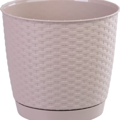 Kvetináč RATOLLA Round 250, mocca, s podložkou