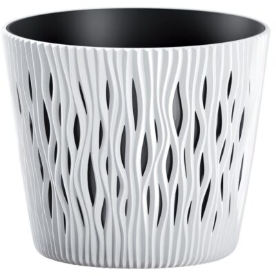Kvetináč s vložkou SANDY Round 190, 158x138 mm, biela