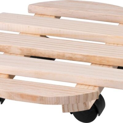 Podstavec Strend Pro, 30x7 cm, pod kvetináč, na kolieskach, posuvný, stojan, max. 50 kg, drevo, okrúhly