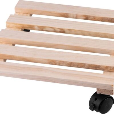 Podstavec Strend Pro, 30x30x7 cm, pod kvetináč, na kolieskach, posuvný, stojan, max. 50 kg, drevo