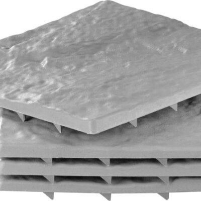 Sada chodníkových dosiek s efektom kameňa, PP, 30x30 cm, plast, farba sivá, bal. 4ks