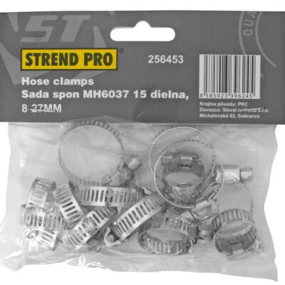 Sada upínacích spon Strend Pro HC515, 15 dielna, na hadicu, 8-27 mm