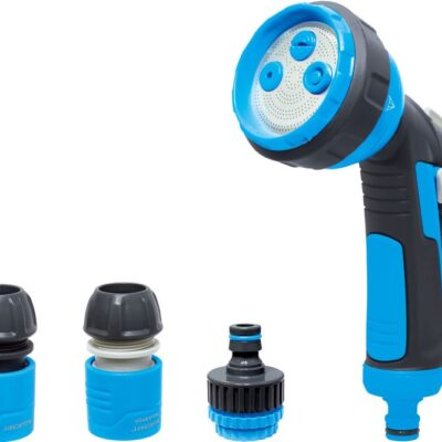 Sada zavlažovacia AQUACRAFT® 770531, Classic, záhradná, na hadicu, pištoľ X4 vzory, STOP spojka 1/2", adaptér
