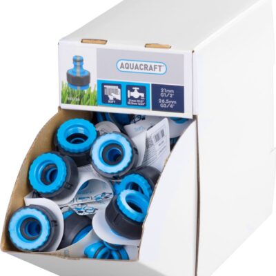 Adaptér AQUACRAFT® 552185 SoftTouch G3/4"-1/2", na záhradnú hadicu, Sellbox 70 ks