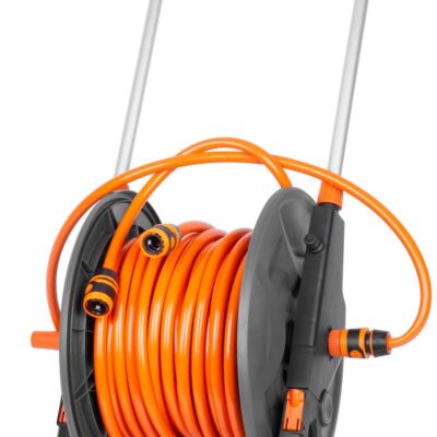 Navíjač Strend Pro, so záhradnou hadicou 1/2", L-40 m, nastaviteľná dýza + 2x rýchlospojka + adaptér