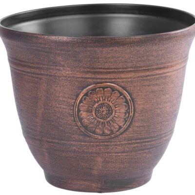 Kvetináč Strend Pro, efekt kovu, medený, 25x30 cm