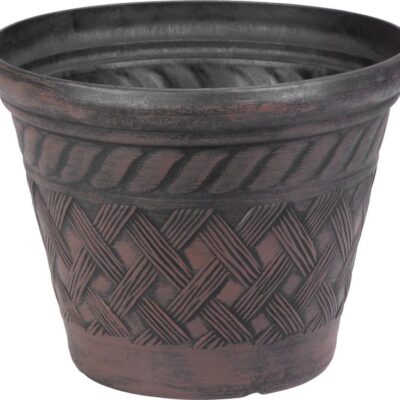 Kvetináč Strend Pro, 29x23 cm, tmavý hnedý, vzor ratan