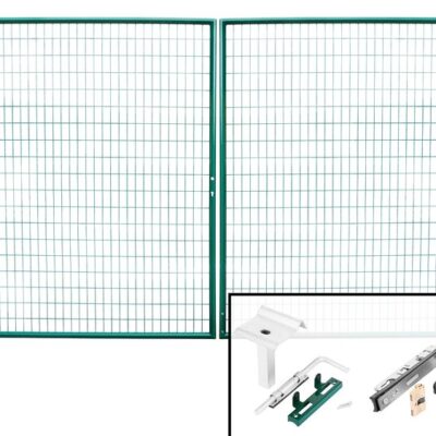 Brána Strend Pro METALTEC DUO, 3580/1450/100x50 mm, zelená, dvojkrídlová, záhradná, ZN+PVC, RAL6005