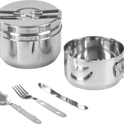 Set Strend Pro Grill, kempingová jedálenská súprava, nerez 13/15 cm