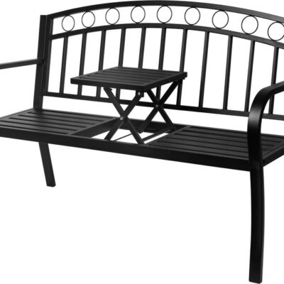 Lavička PEGI, záhradná so stolčekom, kovová 127x53x84 cm
