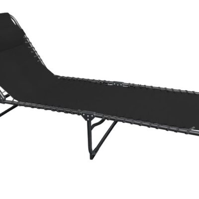 Lehátko VERACRUZ, čierne, polohovateľné, 190x58x30 cm