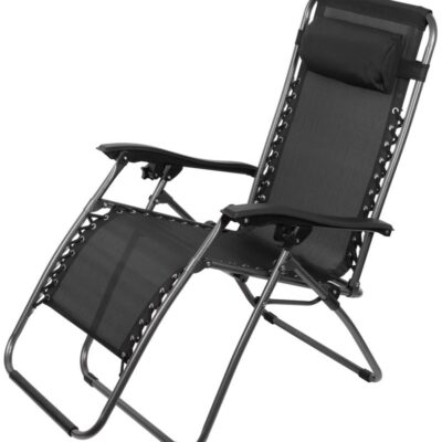 Lehátko SONORA, čierne, polohovateľné, max. 120 kg, 66x177x108 cm