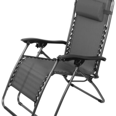 Lehátko SONORA, sivé, polohovateľné, max. 120 kg, 66x177x108 cm