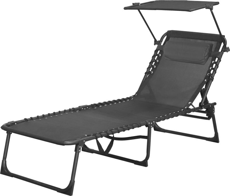 Lehátko so strieškou CONOPEUM, šedo-čierna, polohovateľné, 188x56x28 cm 1 Lehátko so strieškou CONOPEUM, šedo-čierna, polohovateľné, 188x56x28 cm