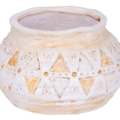 Dekorácia MagicHome, Kvetináč s mozaikou, svetlý hnedý, keramika, 36x36x23 cm