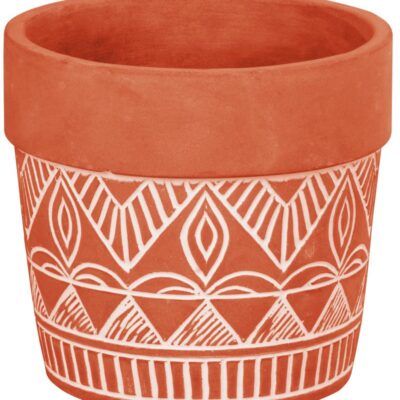 Dekorácia MagicHome, Kvetináč s mozaikou, terakota, cement, 13,8x13,8x12,5 cm