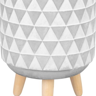 Dekorácia MagicHome, Kvetináč s mozaikou, sivý/biely, cement, s nožkami, 13x13x12 cm