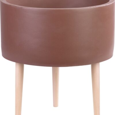 Dekorácia MagicHome, Kvetináč, kapučíno, cement, s nožkami, 32x32x33 cm